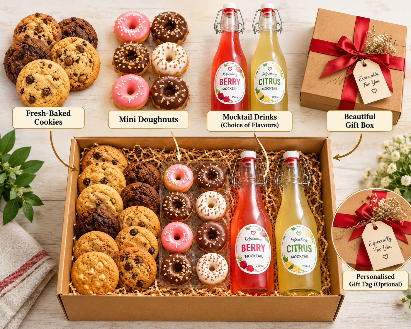 rustic mocktail gift box exploded view